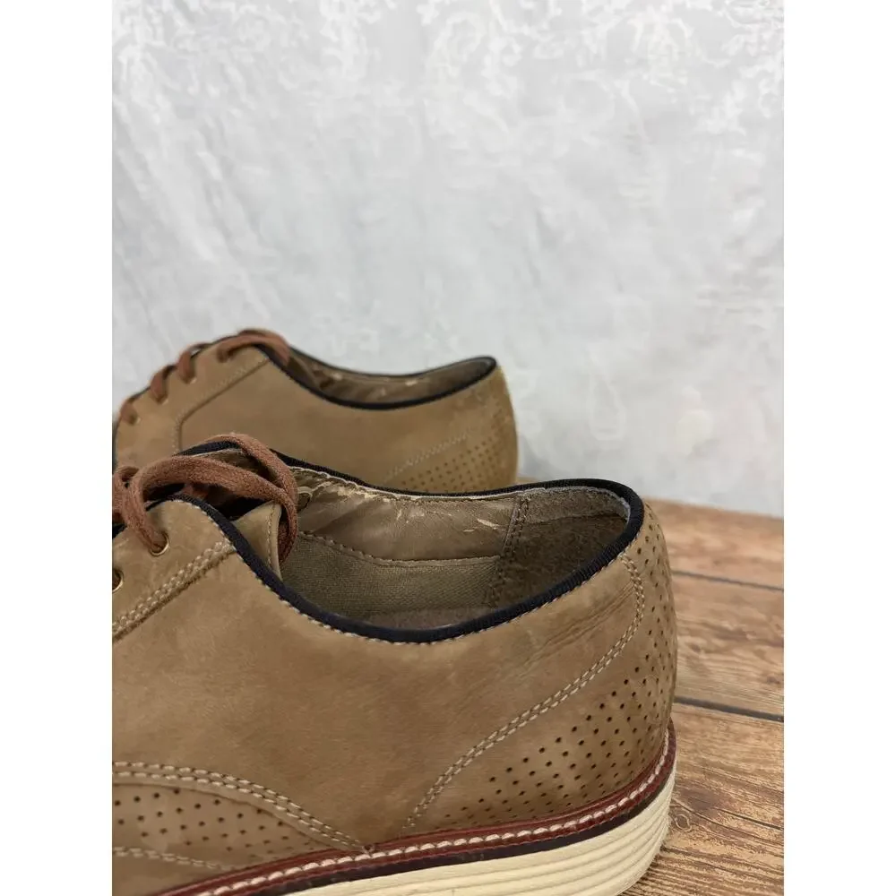 J.Murphy Johnston & Murphy Men Tan Nubuck Perforated Derby Shoes Lace Size 10.5